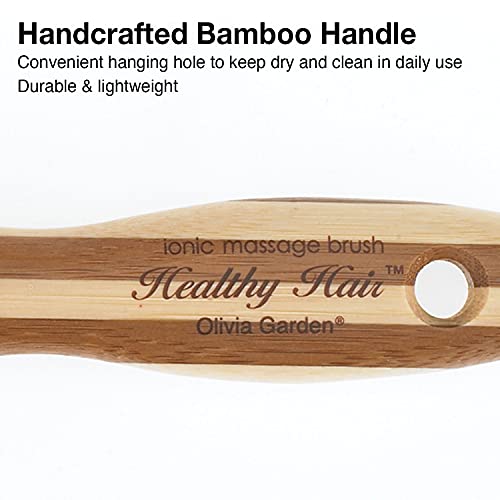 Olivia Garden Healthy Hair Eco-Friendly Bamboo Ionic Massage Hair Brush HH-2 (Paddle Narrow)