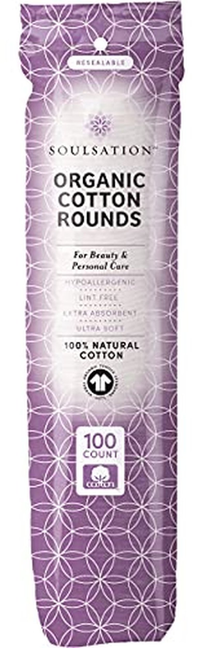 SoulSation Organic Cotton Rounds, 400 Count - Makeup Remover Pads for Face, Lint-Free
