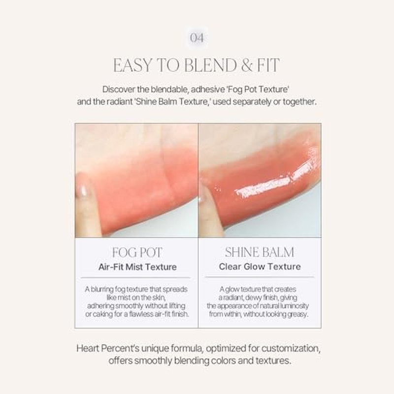 Heart Percent Dote On Mood Custom Lip & Cheek, Matte (Fog Pot) + Glow (Shine Balm) Dual Type Multi-use Blush & Lip Tint [#05. Mauvish]