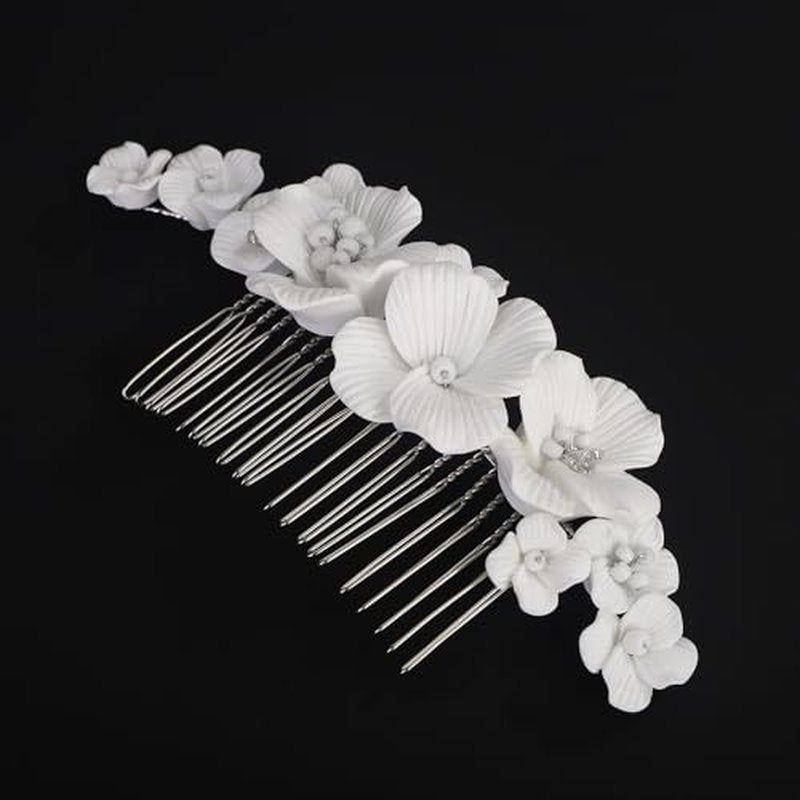 BERYUAN Flowers Wedding Hair Comb Bridal Elegant Flowers Headpiece Flowers Hair Side Comb Silver Wedding Hair Accessories for Women Girls (silver)