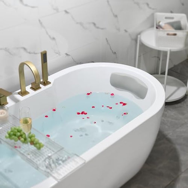 Guluto Bath Pillow, Bathtub Pillow with Self Suction, Waterproof Bath Pillows for Tub Head and Neck Support, Relaxing Bath Tub Pillow for Soaking, Spa Accessories Grey