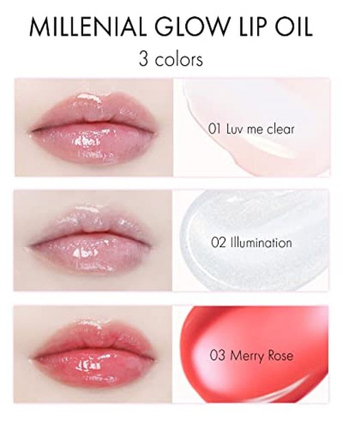 VIDIVICI Millennial Lip Oil #01 Luv Me Clear - Non-Sticky Dewy Gloss for Moisturized & Voluminous Lips - Overnight Lip Masks & Lip Sleeping Mask for Day & Night Use, 0.12 fl.oz.