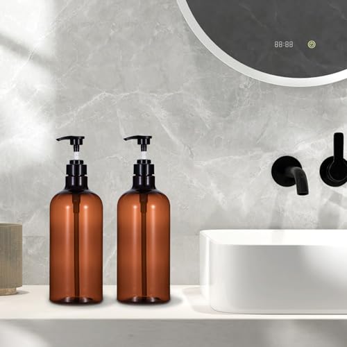 Yebeauty Pump Bottle Dispenser, 10oz 300ml Empty Plastic Shampoo Conditioner Dispenser, Refillable Shower Soap Dispenser Pump Bottle Liquid Containers for Kitchen Bathroom, 2 Pack Black