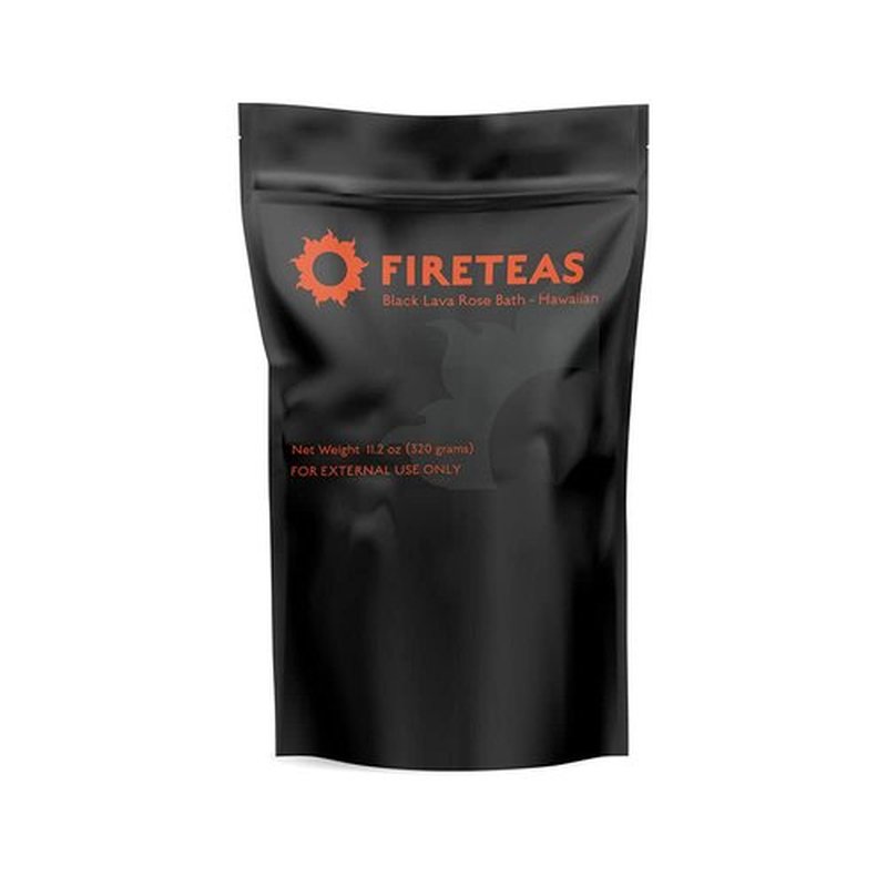 FIRE TEAS Black Lava & Roses Bath Salt - Hiwa Kai Hawaiian Sea Salt w/Activated Charcoal, Sweet Orange Essential Oil, Rose Petals