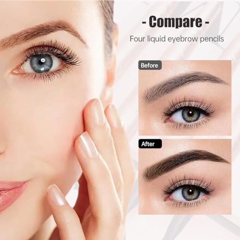 Microblading Eyebrow Pen, 2024 New Waterproof Microblading Eyebrow Pencil with 4 Tip Eye Brow Pen, Natural Eyebrow Makeup Fine Stroke Magic Eyebrow Pencil Stay on All Day (Black)