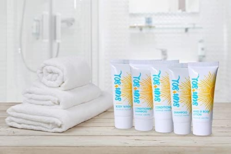 World Amenities Sun + Sol Bulk Refreshing Soap Bar With Warm Coconut & Vanilla Fragrances, Sachet Wrapped Travel Size Toiletries, Mini Hotel Amenities