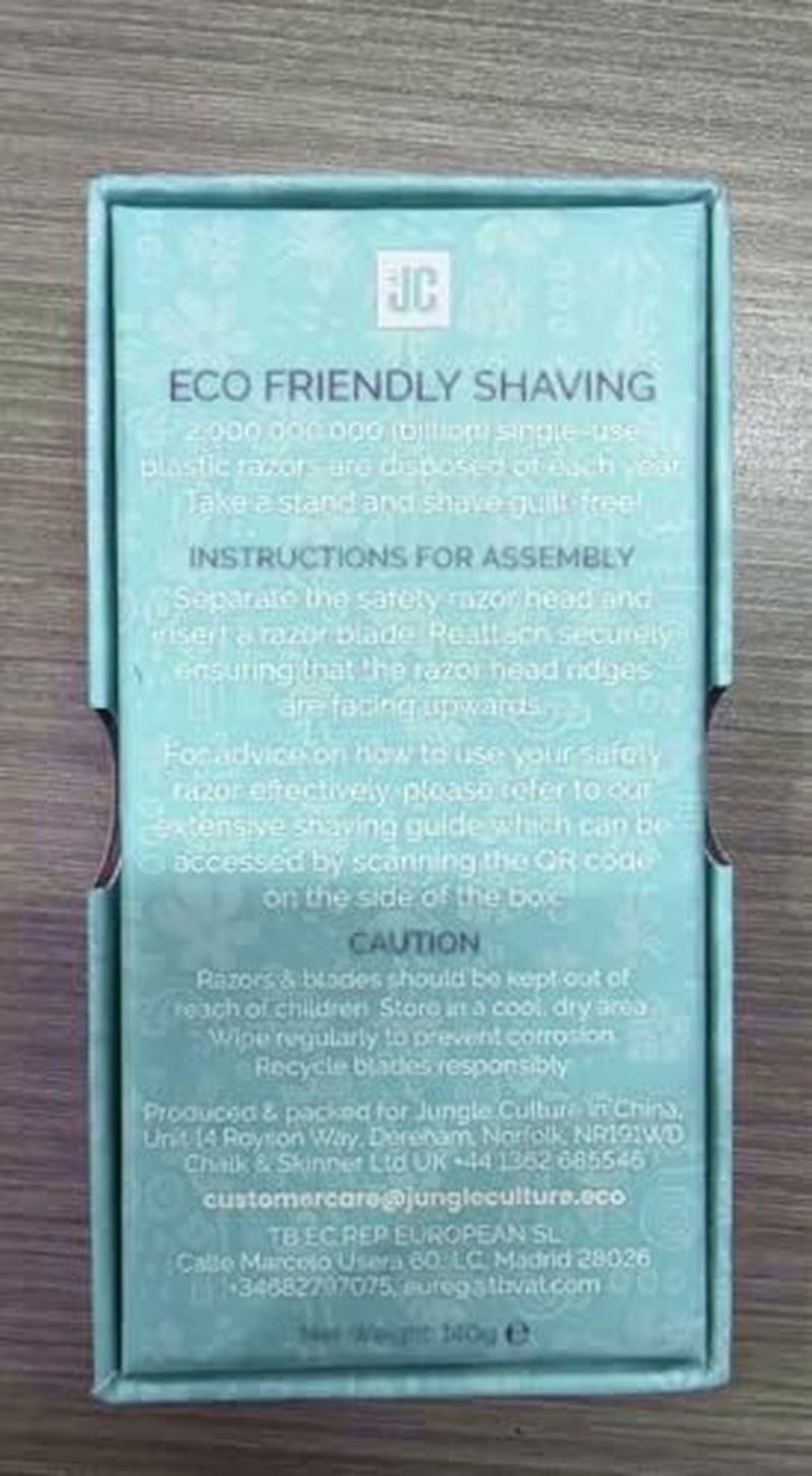 Jungle Culture Safety Razor with 10 Double Edge Blades • One Blade Metal Razors for Women & Men for Body & Face • Eco Friendly & Reusable Shaver • Green
