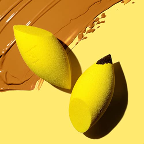 Real Techniques Miracle Concealer Sponge, Makeup Blending Sponge For Concealer, Elongated Shape & Precise Application, Yellow Sponge, Latex-Free Foam, 2 Count