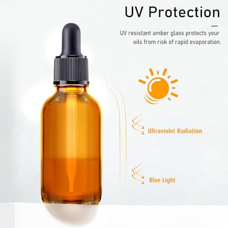 Bumobum Dropper Bottle 2 oz, 10 Pack Glass Eye Dropper Bottles with Labels and Funnel, Tincture Bottle with Measured Dropper - Leakproof Essential Oils Bottles