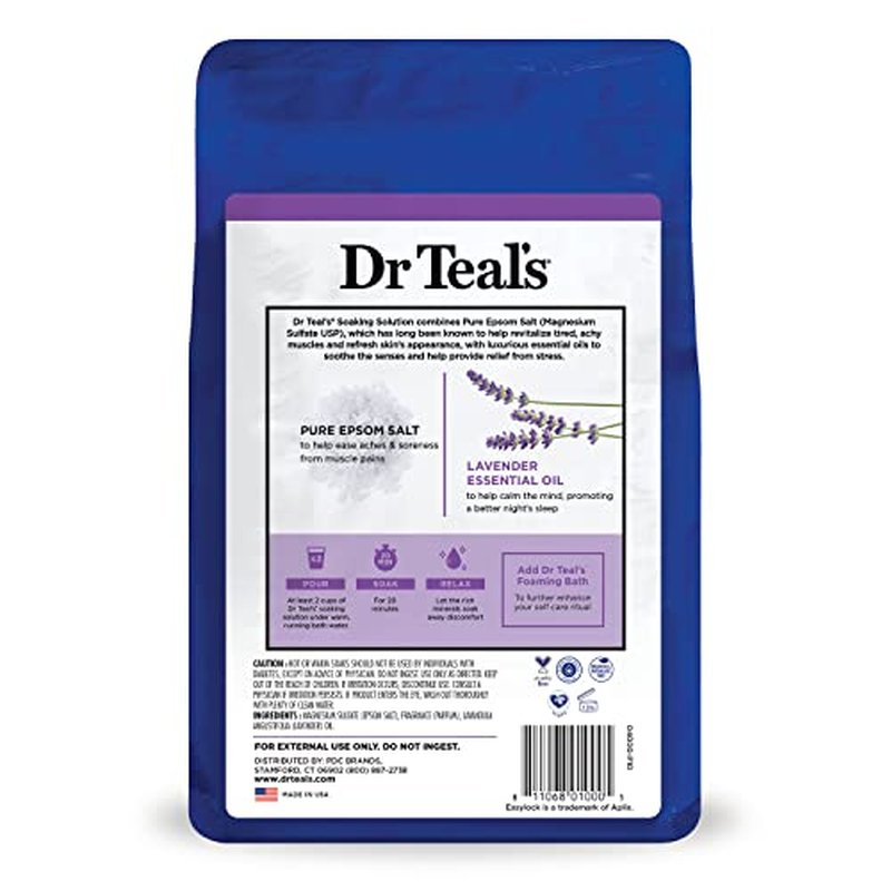 Dr Teal's Epsom Salt Soaking Solution, Soothe & Sleep, Lavender, 3lbs