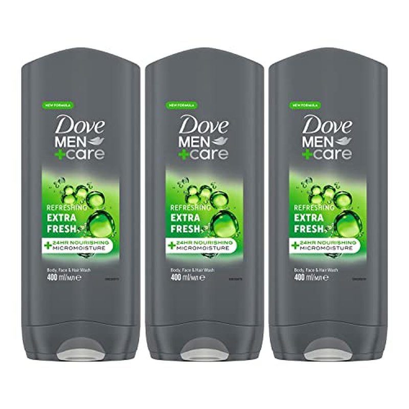 Dove Men+Care Extra Fresh body cleanser with MicroMoisture technology Body and Face Wash for hydrated and healthy skin 400 ml pack of 3