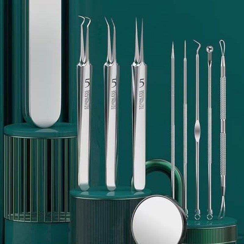xwxwseui Usiveinborn Blackhead Remover Upgraded, Usiveinborn Blackhead Tweezers, Professional Upgraded Facial Blackhead Remover Tweezers, Blackhead Remover Tools Sets (A3-Black-3pcs)