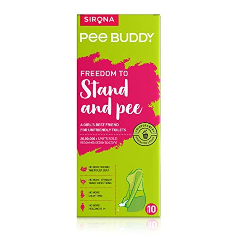 Pee Buddy 10 Funnels Portable Female Urination Device | Disposable Female Urinal Funnel | Travel, Camping & Hiking and Outdoor Activities | Foldable and Compact Stand and Pee Funnel for Women, Girls