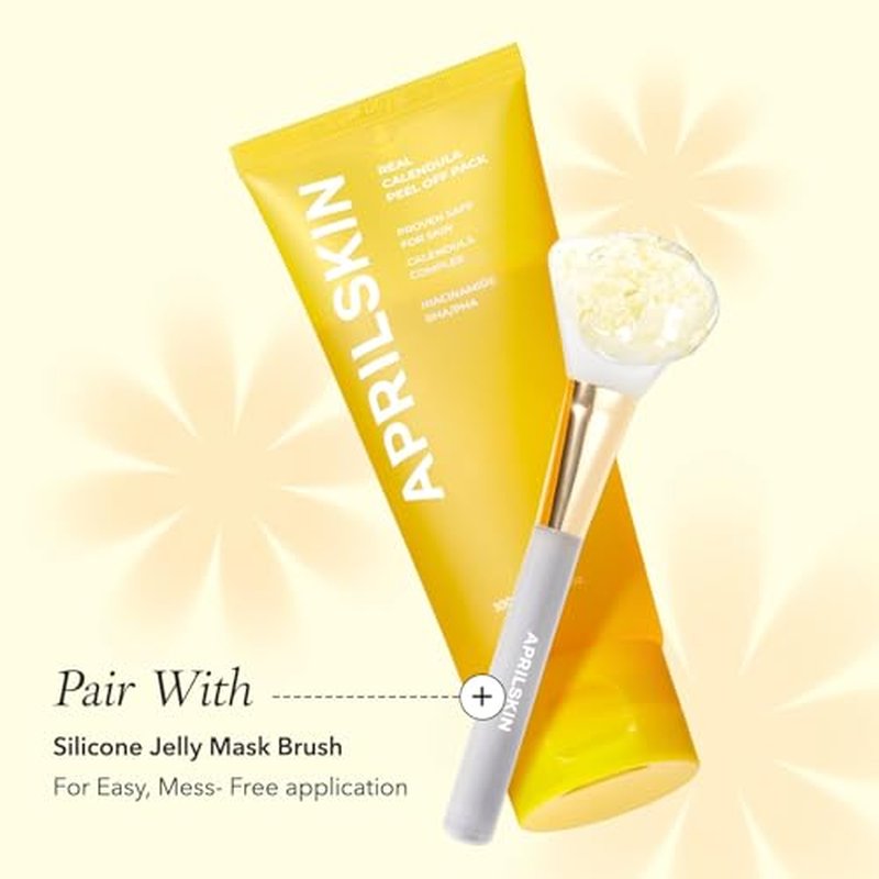 Calendula Peel Off Mask Duo | Gentle Skin Care with Jelly Brush for Glowing Complexion