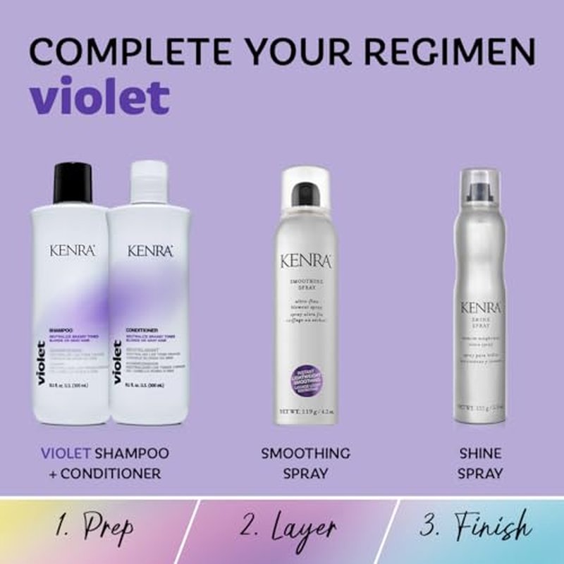 Kenra Violet Shampoo | Eliminates Brassy Tones | Purple Pigment + Deposit | Neutralizes Yellow | Moisturizes Processed Hair | Enhances Vibrancy of Blonde or Gray Hair | Color Safe | 10.1 fl. oz.