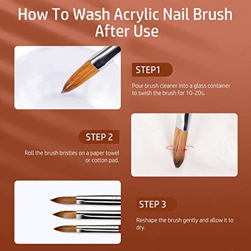 iBealous Kolinsky Acrylic Nail Brush, Professional Red Wood Sable Acrylic Nail Art Brush, Oval Shaped Nail Acrylic Brush for Nail Extension Carved 3D Home Salon Tech Beginner (Size 8)