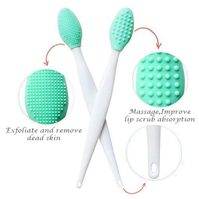 Lip Scrub Brush Lip Brush Tool,Double-Sided Silicone Exfoliating Lip Brush,Gentle Lip Exfoliator Scrubber Brush for Smooth,Soft,Bright,and Healthy Lips(2 PCS) 2 Colors