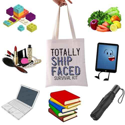 WCGXKO Cruise Trip Gift Cruise Bachelorette Party Favor Totally Ship Faced Zipper Makeup Bags Travel Toiletry Bag Accessories (Totally Ship Faced tote)