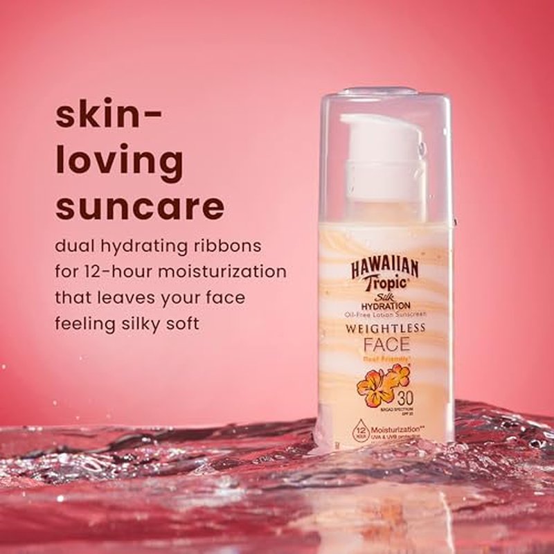Hawaiian Tropic Sheer Touch Ultra Radiance SPF 70 Sunscreen Lotion, 8oz and Weightless Hydration Face Sunscreen SPF 30, 1.7oz Bundle