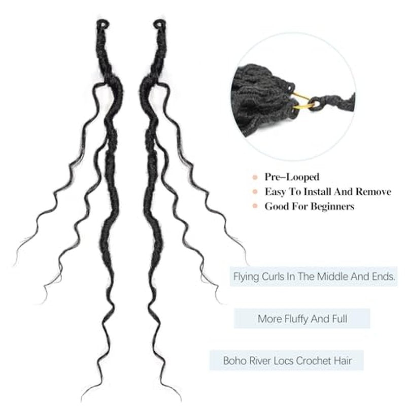 Goddess Locs Crochet Hair 12 Inch 8 Packs Faux Locs Crochet Hair For Black Women Crochet Hair Pre Looped Crochet Faux Locs With Curly Ends River Locs Crochet Hair (12 Inch, 1B)