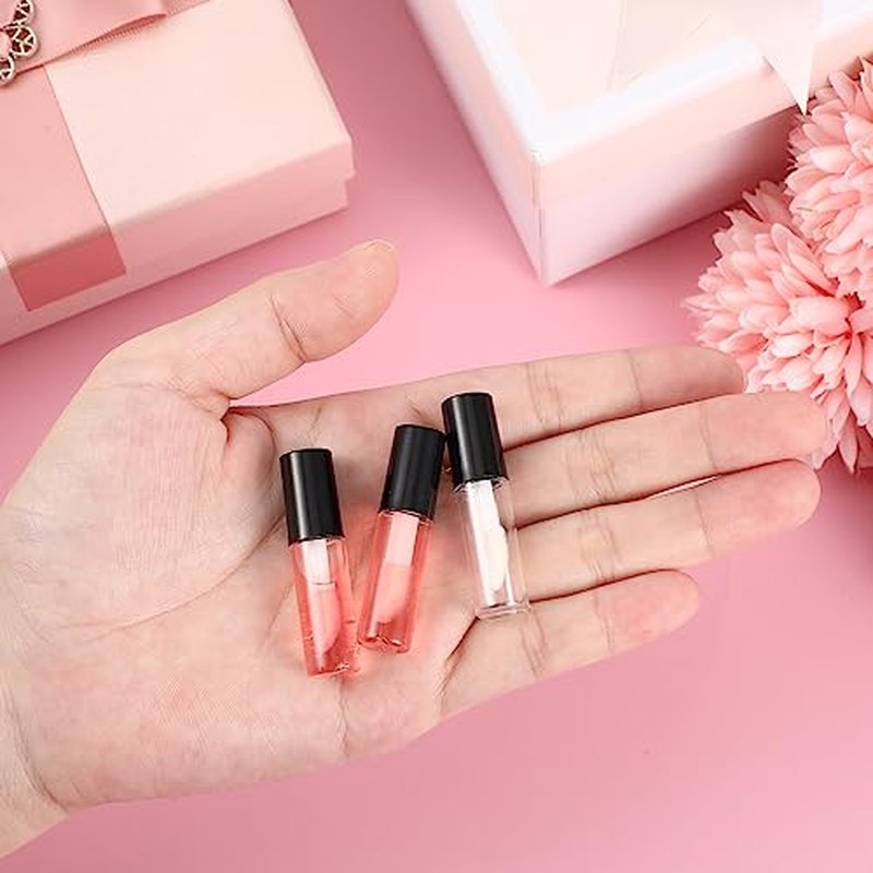 Jinei 150 Pcs Clear Empty Lip Balm Bottles 1.2ml Mini Lip Gloss Tubes, Refillable Lipstick Containers Transparent Plastic Clear Lipstick Tubes for Girl Women DIY Makeup Lip Sample Travel (Black)
