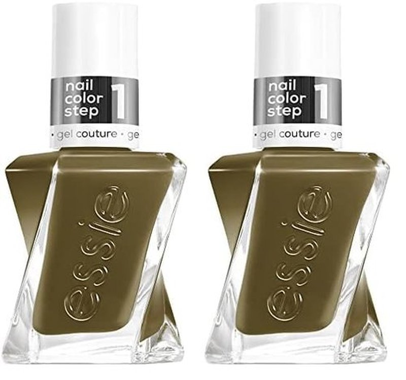 essie Gel Couture Long-Lasting Nail Polish, 8-Free Vegan, Pattern Play, Olive Green, Fab Totally Plaid, 0.46 Ounce (Pack of 2)