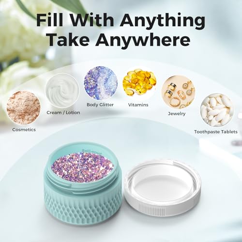 Travel Containers for Toiletries, Silicone Cream Jars BPA Free, TSA Approved 1.3oz Travel Size Containers, Leak-proof Travel Essentials with Lid for Cosmetic Face Hand Body Cream