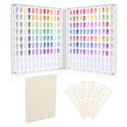 Segbeauty 216 Nail Colors Display Chart, Nail Polish Organizer Display Book with 240 False Nail Tips, Professional Nail Art Salon Supplies Nail Color Nail Gel Card Nail Sticks