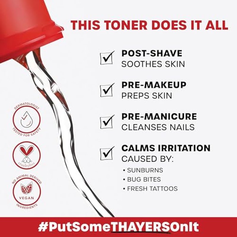 Thayers Alcohol-Free, Hydrating Rose Petal Witch Hazel Facial Toner with Aloe Vera Formula, Vegan, Dermatologist Tested and Recommended, 12 Oz (Pack of 2)