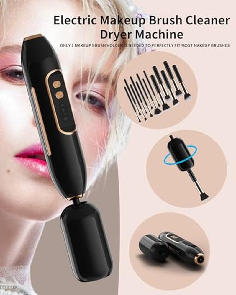 Electric Makeup Brush Cleaner/Dryer Machine & Electric Nail Drill 2 in 1 - Portable and Rechargeable 1500 mAh Long Battery Life, Low Noise, High Speed, for Home,Travel