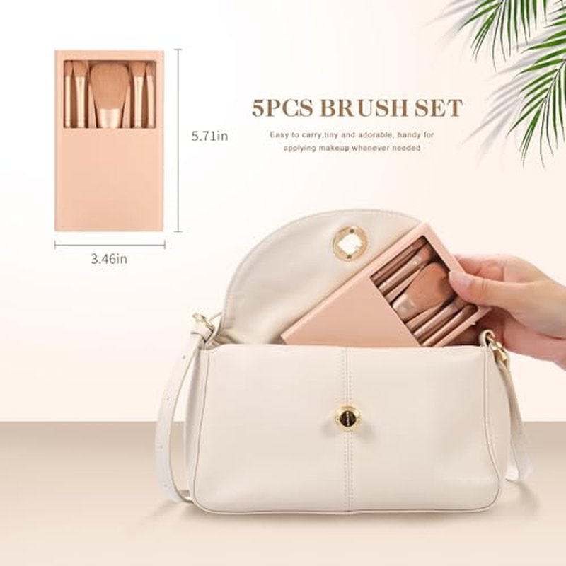 IRYCSSCE Travel Makeup Brush Set, travel make up brushes sets mini eye shadow kits small size eyeshadow case eyes makup brushed makeuo soft brushs basic cosmetic profesional tools (Apricot)