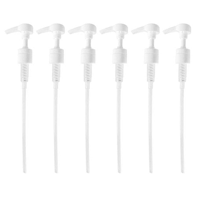 6-Pack Liter 33.8 oz Universal Shampoo Conditioner Pump Dispenser | Fits Most Liter Professional Brand Shampoo and Conditioner Containers with a 1-inch Opening | White | 4cc per Pump | by Geti Beauty