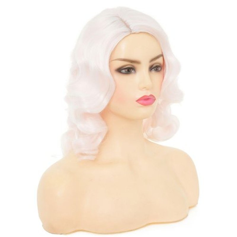 Amnenl Pink Finger Wave Curly Wig for Women 1920s Short Vintage Wigs Lady Synthetic Cosplay Costume Wig