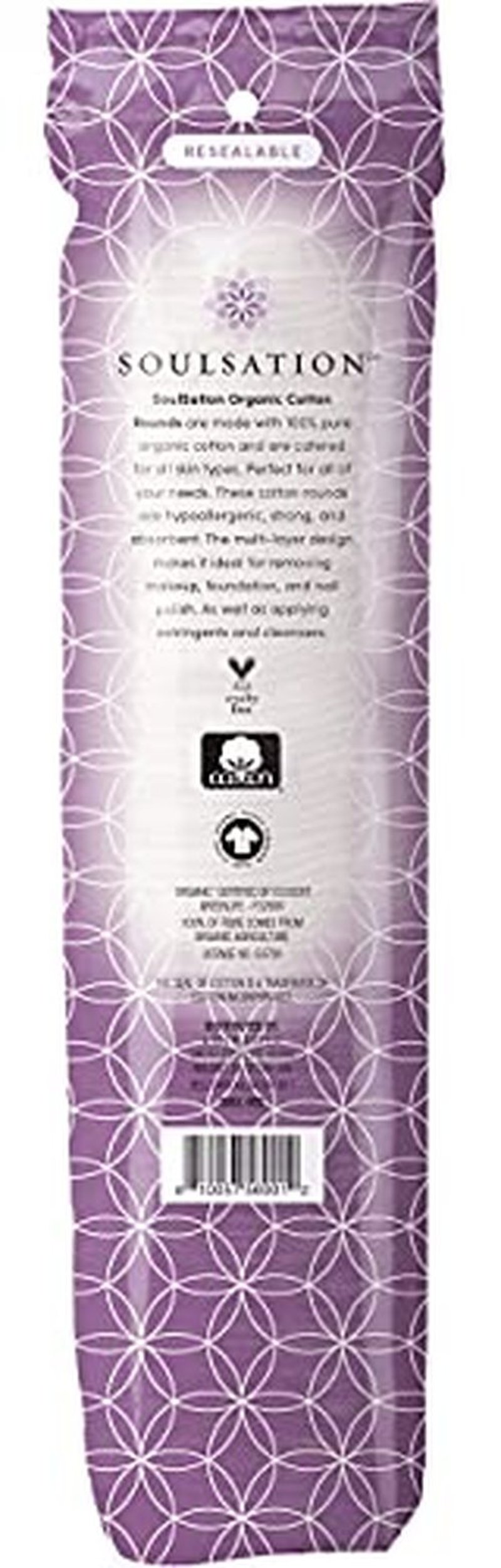 SoulSation Organic Cotton Rounds, 400 Count - Makeup Remover Pads for Face, Lint-Free