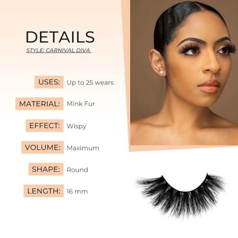 Hummingbird Kiss Carnival Diva 3D Mink Premium Eyelashes| Round Fluffy Extra Volume | Reusable up to 25 wears | False Lashes Natural Look