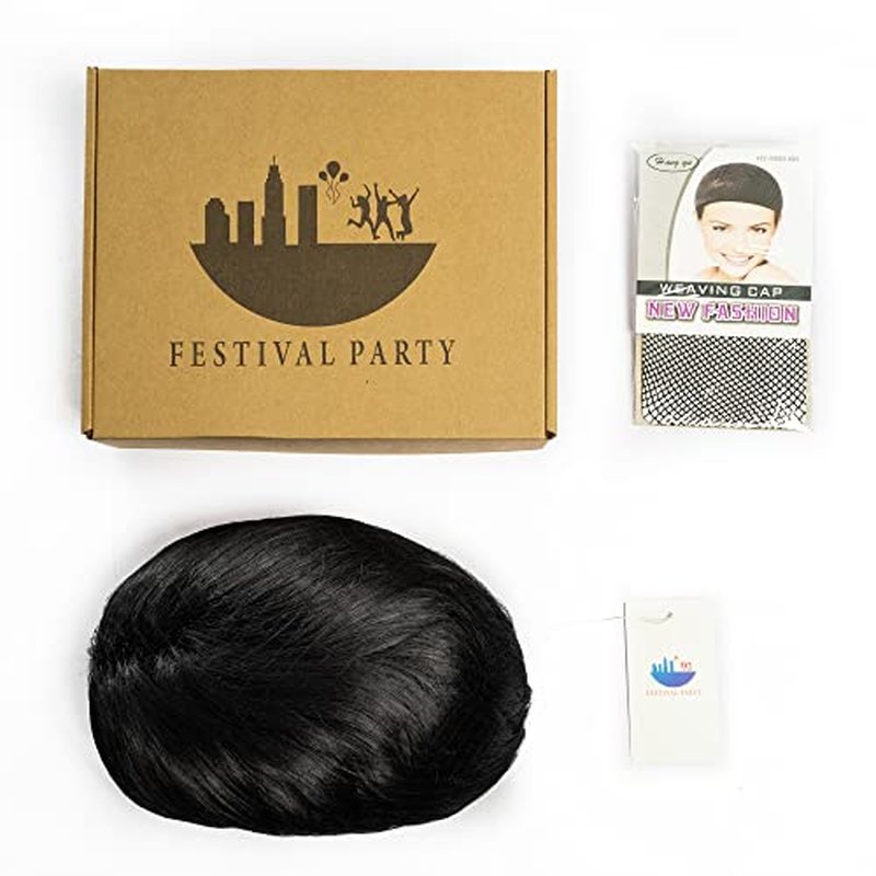 FESTIVAL PARTY Brown Wavy Bob Wig with Bangs, for Women Girls, Shoulder Length, Heat Resistant Synthetic Fiber, Daily Use Costume Cosplay Halloween Party, Curly Hair 14 inch