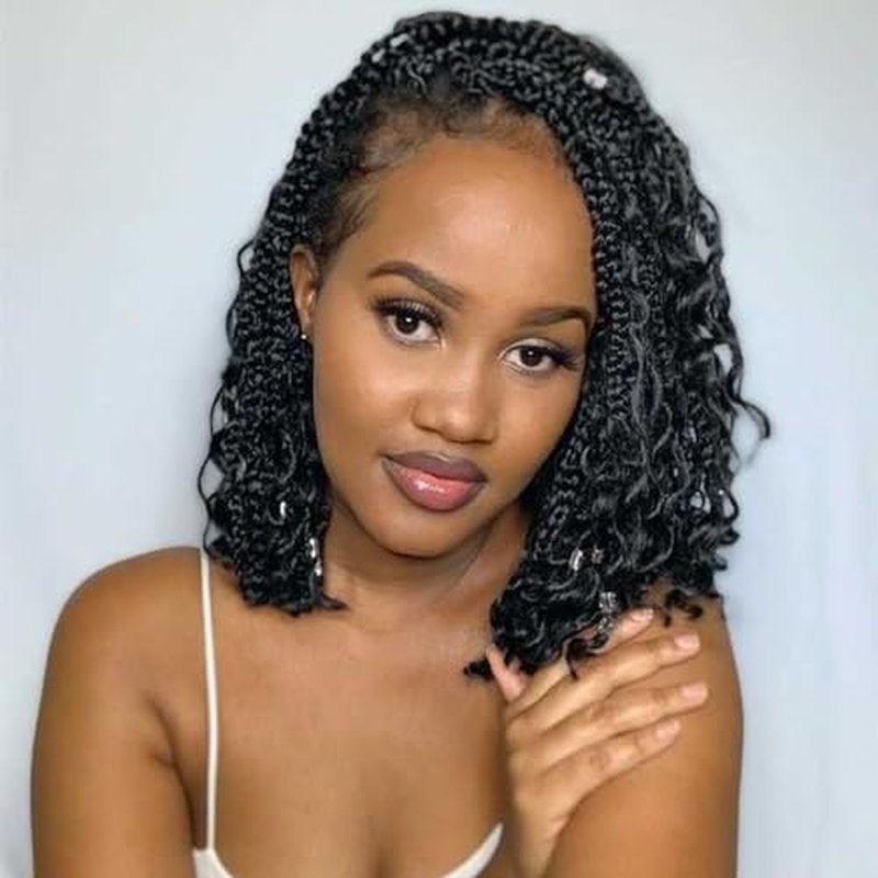 10inch Goddess Box Braids Crochet Hair Box Braids Crochet Hair For Black Women Pre Looped Crochet Hair with Curly Ends Bohemian Crochet Box Braids Crochet Hair