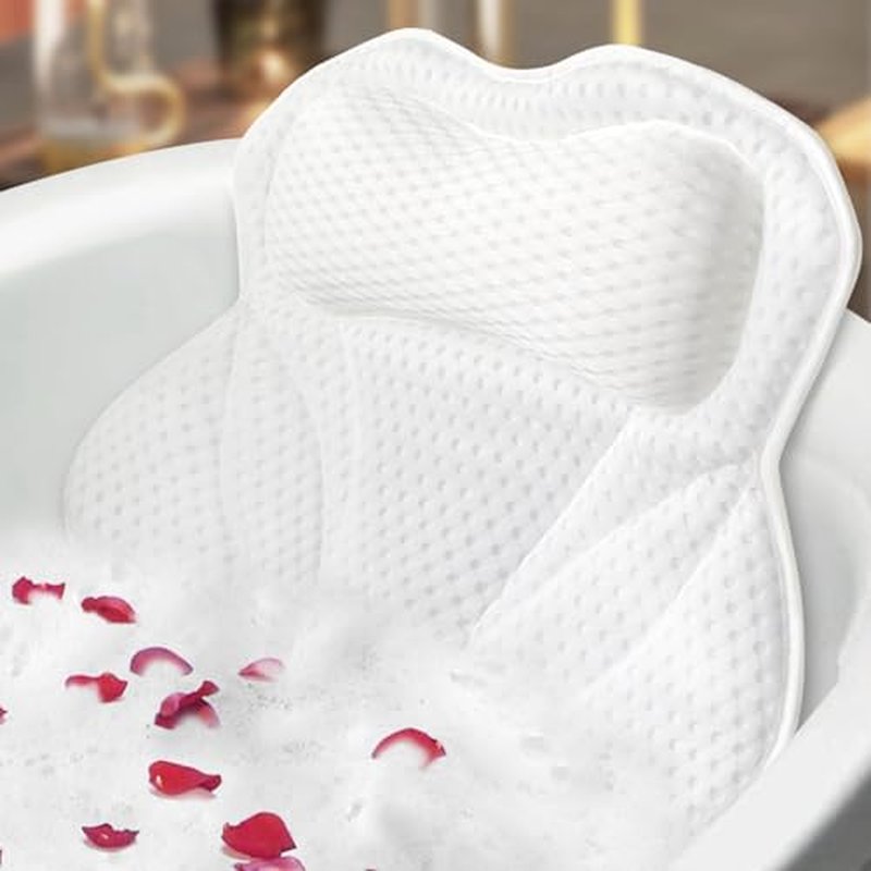 Full Body Bath Pillow Luxury Tub Pillow for Body Support 5D Air Mesh Fabric and 16 Non-Slip Suction Cups, Bath Pillows for Tub Spa Gifts for Women, Easy Clean, Perfect for Relaxing Baths(51" x 17")