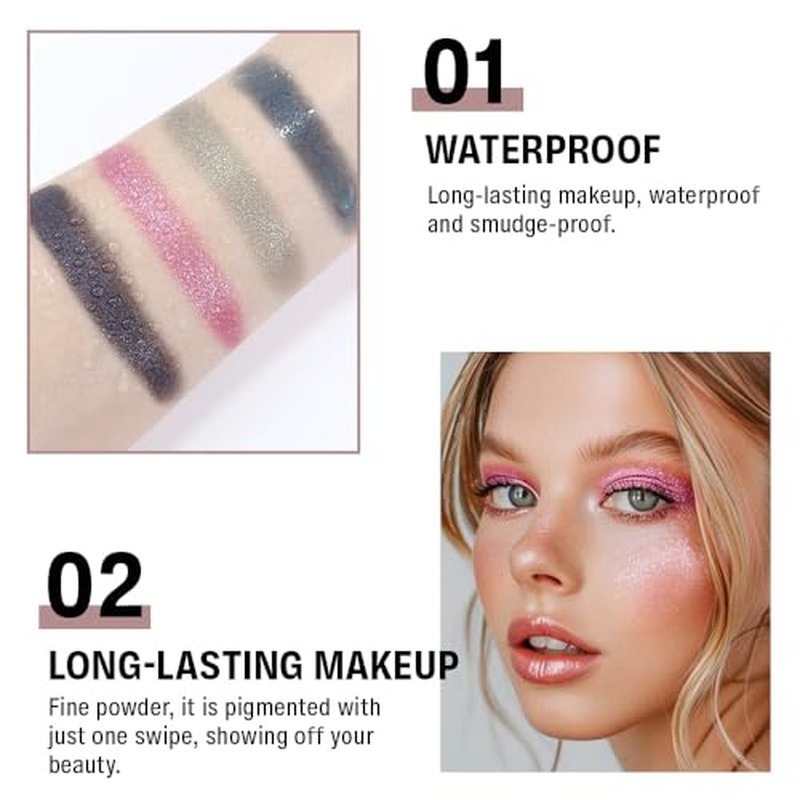 Eyeshadow Single Rose Gold Shimmer, High-Pigment Monochrome Eye Shadow Pressed Powder, Everyday Velvety Silky Eye Makeup Looks, Professional Long-Lasting Waterproof Single Eyeshadow Palette, 03#