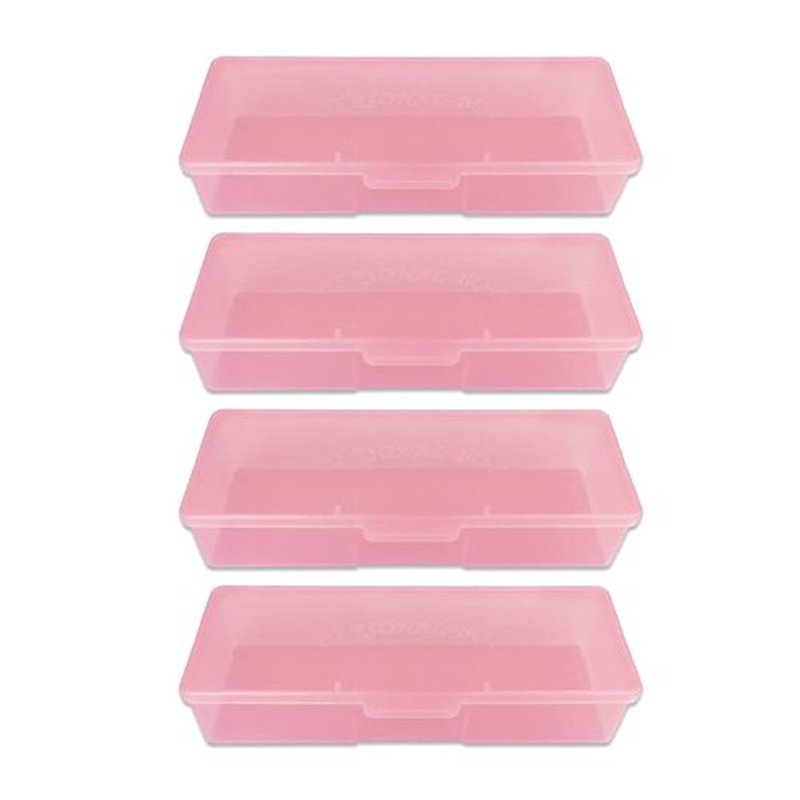Beauticom Personal Box Storage Case for Professional Manicurist Nails Pedicure (Large Size) (4 Pieces, PINK)