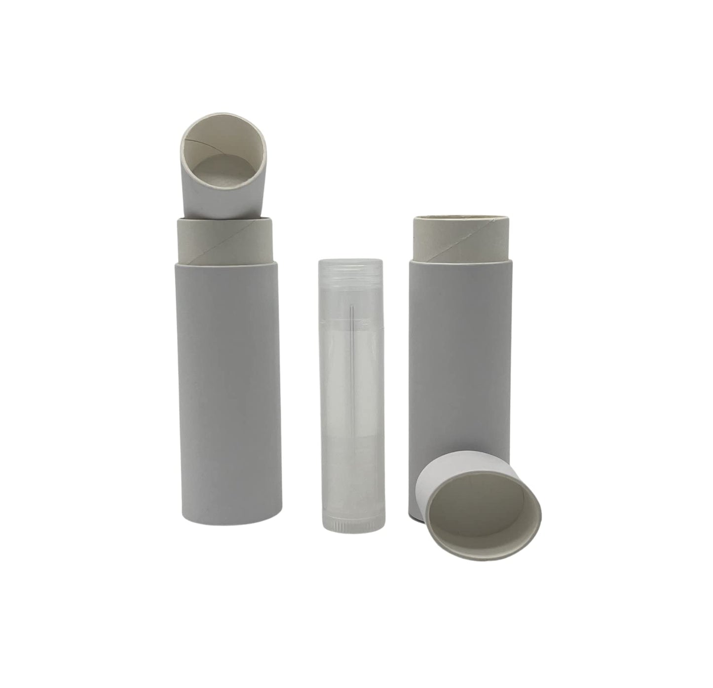 GreenWay 0.5oz / 15g Kraft Paperboard Lip Balm Tubes with Lids - 12 Pack Lip Gloss Tubes Refillable DIY Cosmetic Containers – Oval Shaped Lip Balm Containers Empty Holder - White