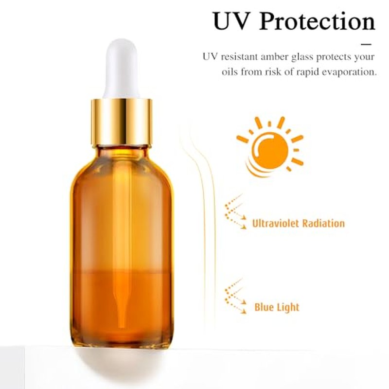 Bumobum 5 Pack, 1 oz Dropper Bottle with 2 Extra Graduated Calibrated Glass Dropper (1ml), Amber Glass Dropper Bottle 30ml Empty Dark Brown Tincture Bottles Eye Dropper for Essential Oils, Liquids
