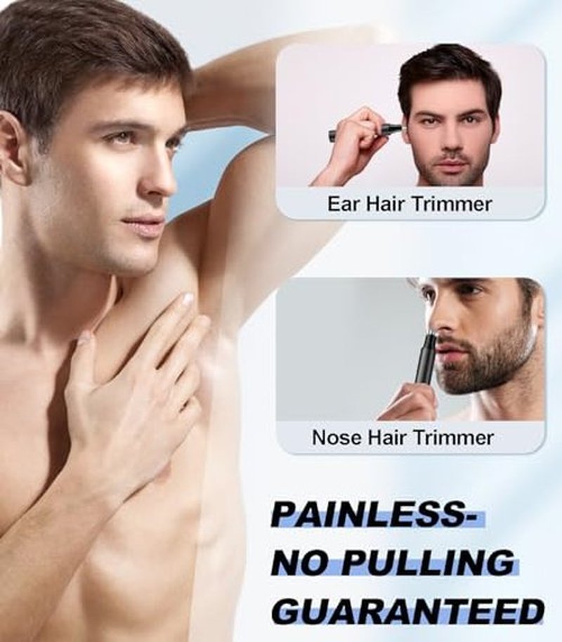 Ear & Nose Hair Trimmer with LED Display for Men and Women - 2024 Professional Painless USB Rechargeable Facial & Nose Hair Trimmer Clipper – 14,000 RPM IPX7 Waterproof Dual Edge Blades, Black