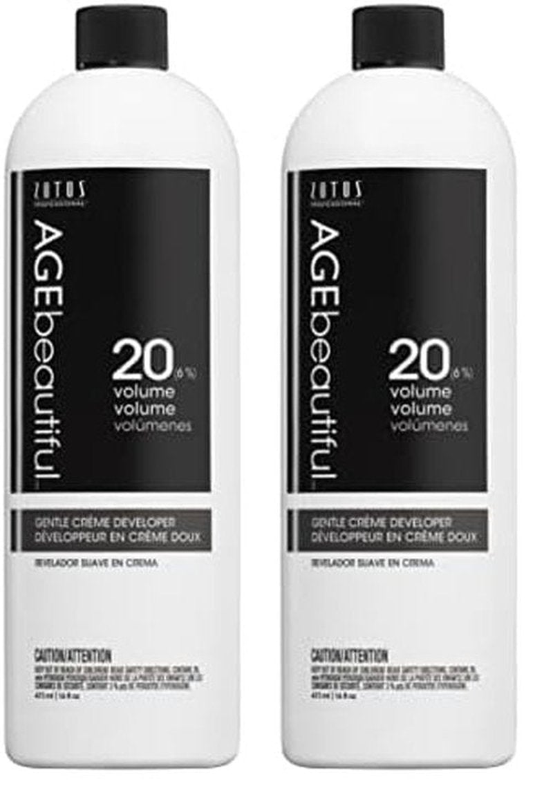 AGE beautiful 20 Volume Gentle Creme Hair Developer | For Permanent Hair Color Dyes, Toners, Lighteners | Professional Salon Coloring | Long Lasting Haircolor | 16 Fl Oz (Pack of 2)