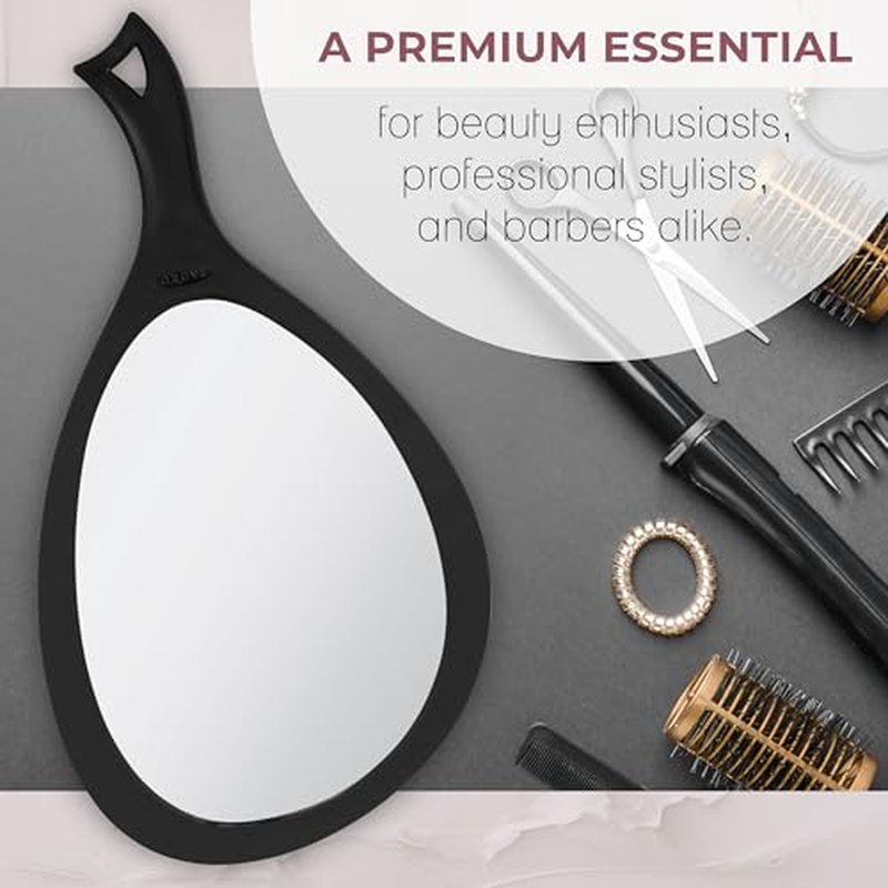Zadro Salon Professional Extra Large Hand Mirror with Handle, 10" W x 19" L, Multi-Purpose Oval Handheld Mirror with New Distortion-Free Reflection (1, Bright Pink, Large (Pack of 1))