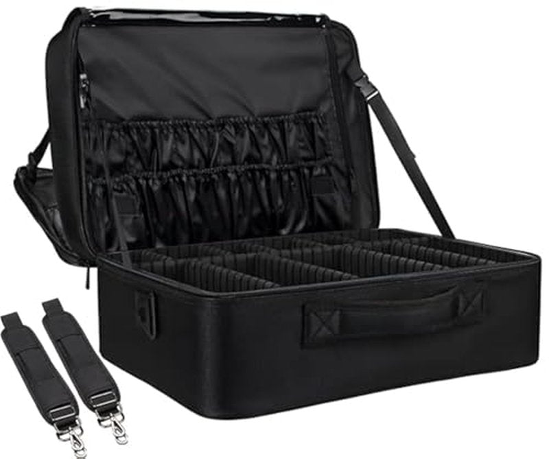 Extra-large Makeup Case, a Must for Double-layer Travel, a Storage Case for Professional Makeup Artists to Put Cosmetics, with Adjustable Partitions and Support