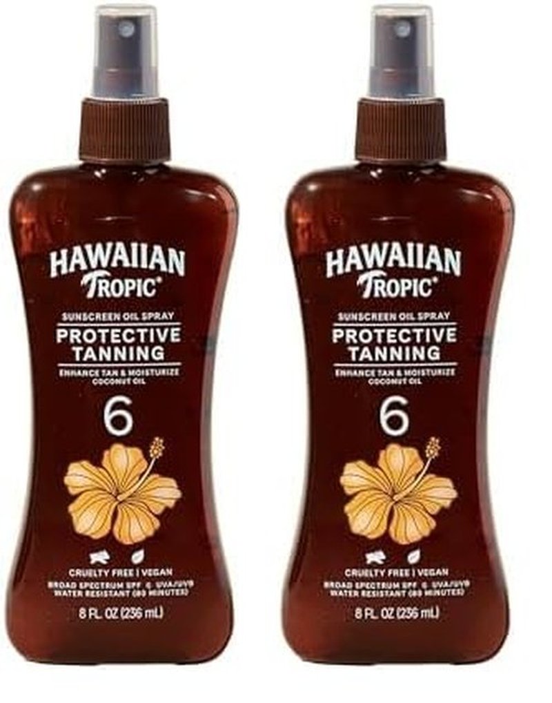 Hawaiian Tropic Dark Tanning Oil, Spray Pump, SPF 6 8 Oz (Packaging May Vary) (Pack of 2)