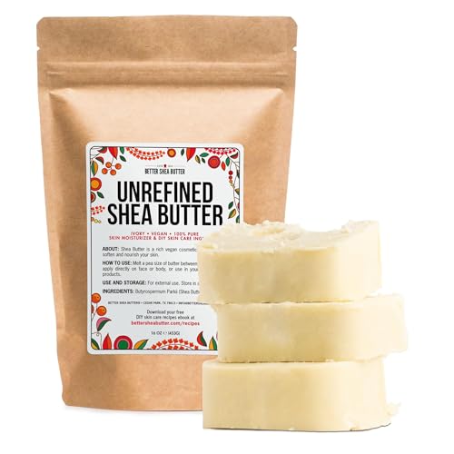 Raw Shea Butter - 100% Pure African Unrefined Shea Butter for Hair - Skin Moisturizer for Face, Body and for Soap Making Base and DIY Whipped Lotion, Oil and Lip Balm - 8 oz Block