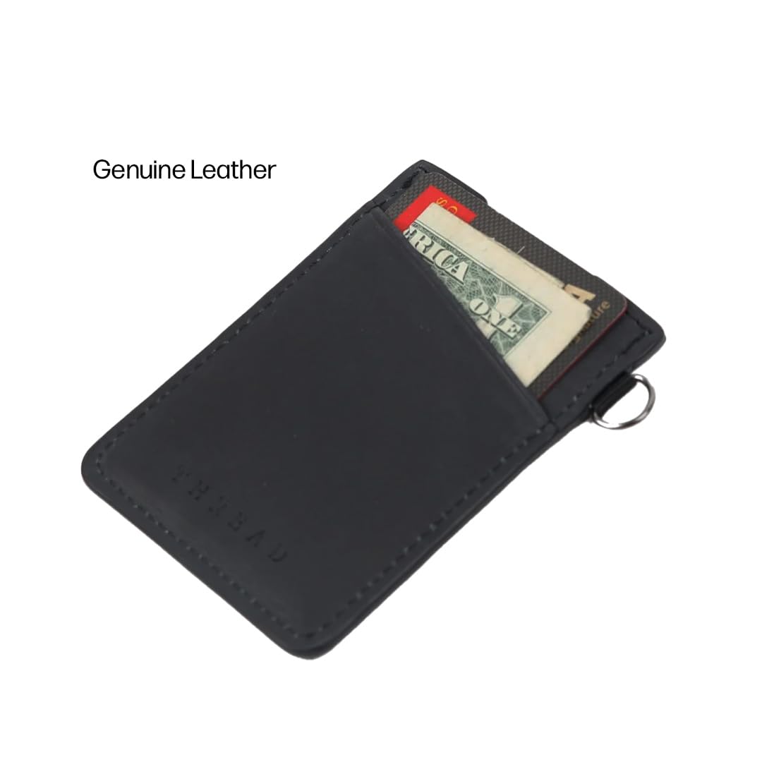 Thread Wallets Ultra Slim Wallet Vertical Leather Card Sleeve Wallet Thin Card Holder Minimalist Card Holder Wallets RFID Secure Black