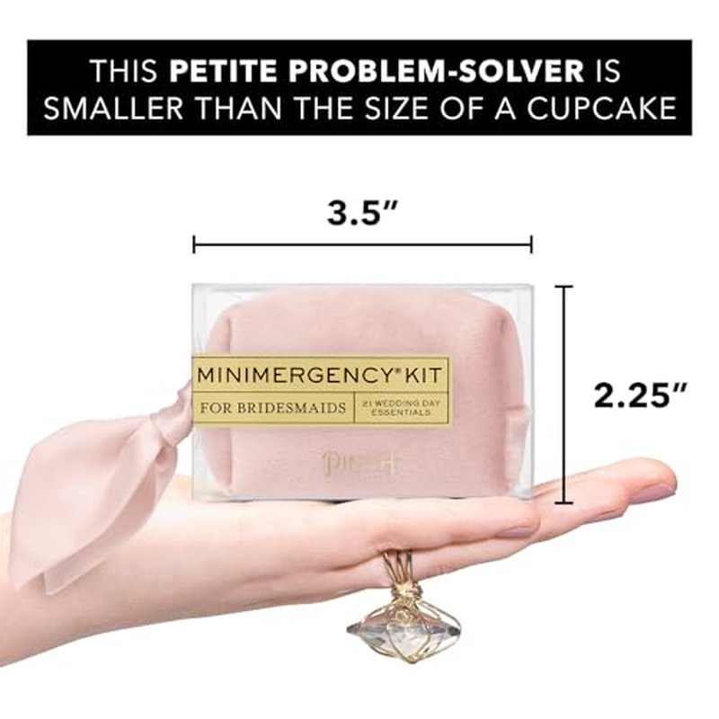 Pinch Provisions Velvet Minimergency Kit for Bridesmaids, Includes 21 Emergency Wedding Day Must-Have Essentials, Perfect Bridal Shower and Bridesmaids Proposal Gift - Blush